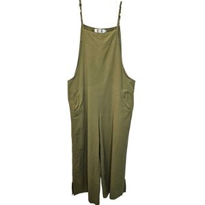 Aedvoouer Jumpsuit Cropped Green Size Large Wide Leg Romper Pockets